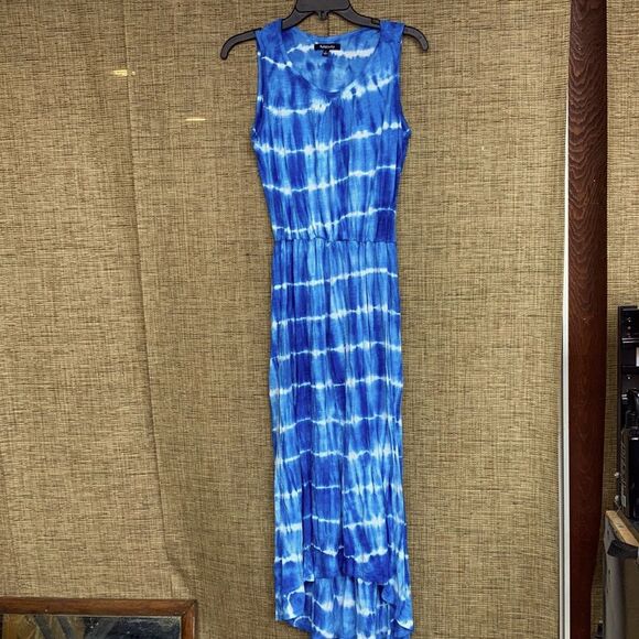 Relativity tie dye blue white maxi dress hi lo hem - Picture 1 of 7
